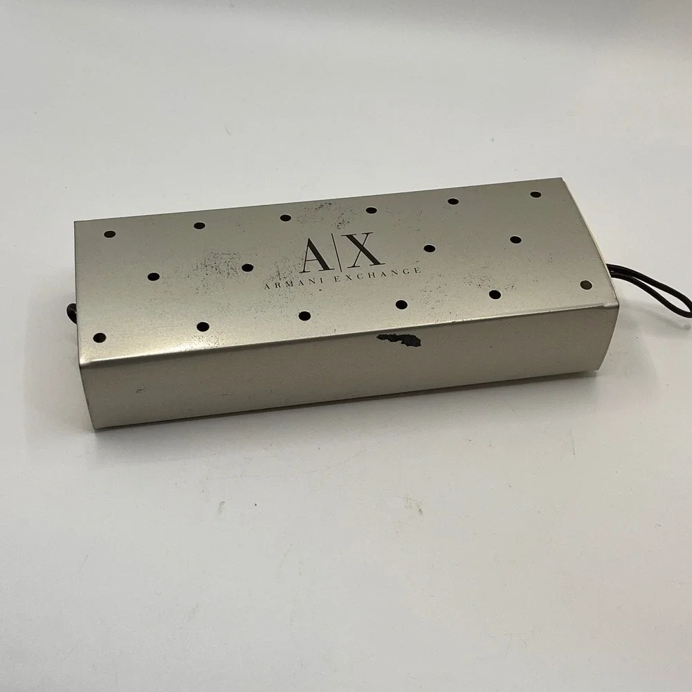Armani Exchange AX Metal Watch Box Case Storage Holder Silver Tone